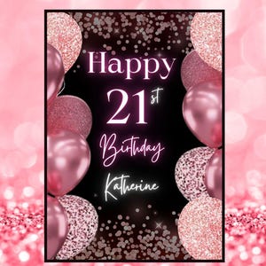 Rosa digitale Geburtstagseinladungsvorlage, Black Tie Glam Invite, animierte Black Golden Diamond Evite für Männer & Frauen, selbst bearbeitbare eCard