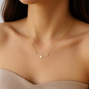 Buchstaben Halskette, Herz Brief Halskette, Benutzerdefinierte Initial Halskette, Gold benutzerdefinierte Geschenk, Valentinstag Geschenk