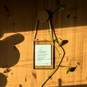 Poesia artistica "La marcia della gazza". Edizione limitata, firmata e numerata dall'autore. Cornice shabby chic in ottone e vetro. Regalo unico!