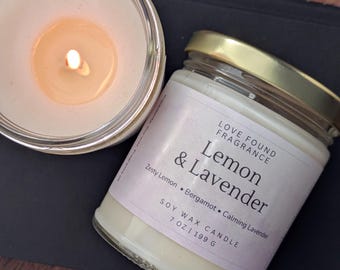 Lemon & Lavender – Highly Fragranced 7 oz Soy Candle