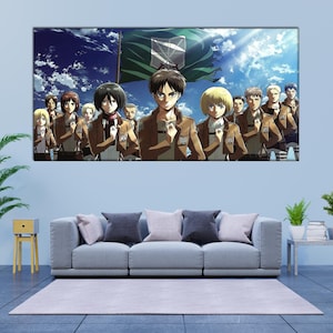 Attack on Titan Canvas Wall Art Anime Poster Print Eren Mikasa Armin Levi Survey Corps Decor Otaku Gift Manga Room Aesthetic Japanese Anime