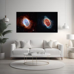 Impresión en lienzo de Nebulosa Gemela: Arte espacial de galaxias cósmicas, decoración astronómica