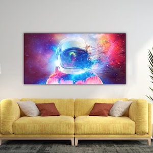 Stampa su tela Astronauta Arte murale spaziale Arte murale moderna Grande arte murale Street art Graffiti arte murale Pronta da appendere Decorazione per la cameretta dei bambini Arte per la casa