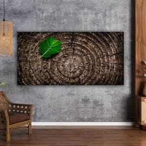 Nature Wall Art Tree Rings Leaf Print Eco Minimalist Decor Botanical Rustic Photography Natural Texture Zen Earthy Vibes Artwork Photo Gift