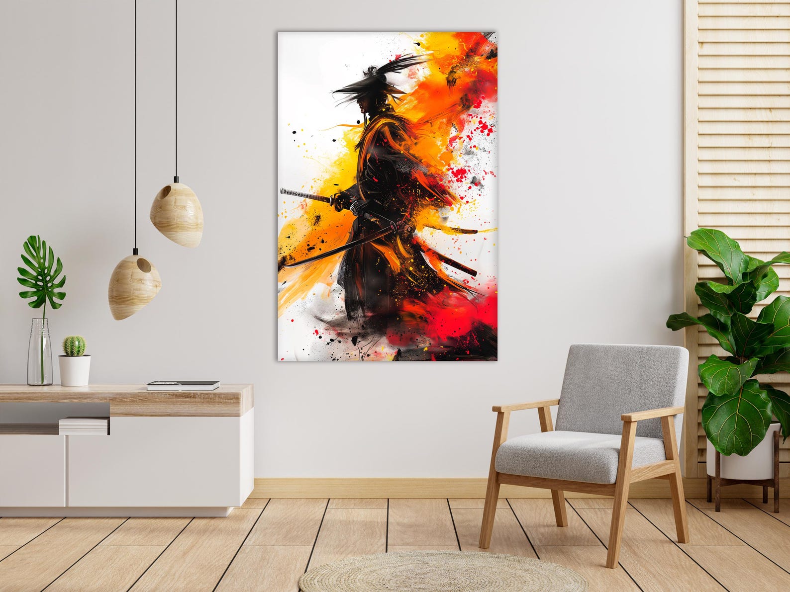 Samurai Warrior Canvas Art: Abstract Japanese Painting, Bushido Decor ...