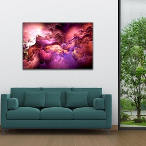 Sogno cosmico astratto spazio nuvola arte murale stampa colorata paesaggio surreale arte poster galassia stampa murale fuoco cielo dipinto arte surreale casa