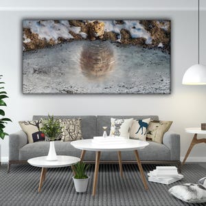 Stampa su tela con cucciolo di leone, motivo riflesso, decorazione murale motivazionale con animali, coraggioso regalo ispiratore, neve, ghiaccio, fauna selvatica, sogni in grande, decorazione della giungla