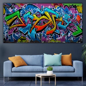 City Colorful Urban Graffiti Art Print Canvas Bright Street Style Wall Decor Abstract Hip Hop Mural Bold Modern Art Home Studio Gift Hipster