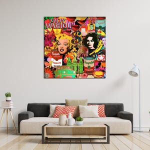 Andy Warhol Inspired Pop Art Collage Canvas - Marilyn Monroe & Coca-Cola