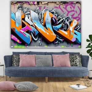 Colorful Graffiti Canvas Print: Urban Street Art Mural
