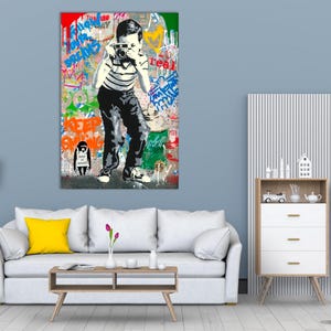 Banksy Style Graffiti Artwork Street Art Boy With Camera Pop Spray Print Keep Smiling Follow Your Dreams Urban Wall Decor Cool Gift Canvas