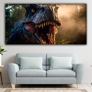 T-Rex Dinosaur Canvas Print: Realistic Jungle Predator Wall Art