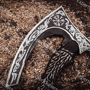 The Original custom hand forged pizza Axe , Viking Bearded Camping Axe, Viking pizza cutter axe, Best Christmas & Anniversary Gift For Him