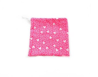 Gymnastics Grip Bag - Silver Glitter Hearts on Bright Pink