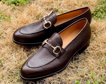 Handmade Casual Brown Loafers, Men's Leather loafers, Wedding Gift for Husband