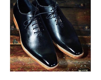Bespoke Handmade Leather Oxfords, Men's Leather Dress Shoes, Wedding Gift for Husband
