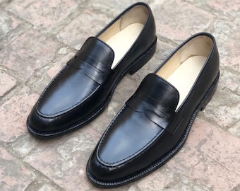 Bespoke Handmade Black Leather Loafers | Premium Artisan Slip-Ons