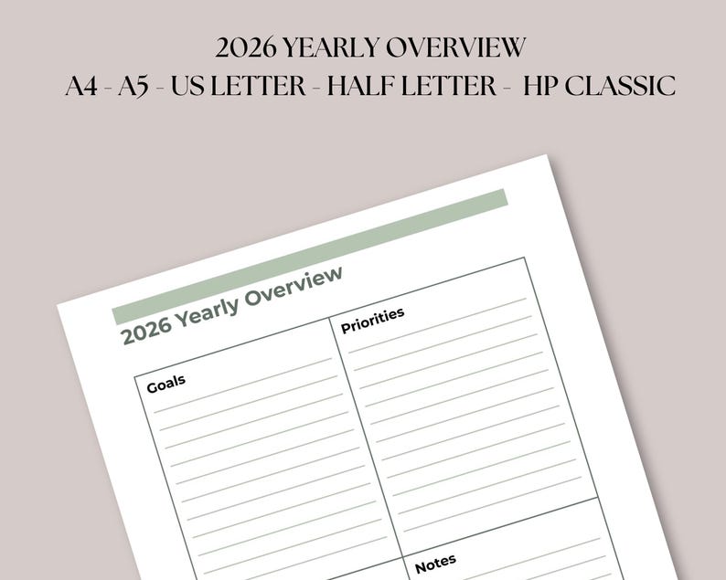 2026 Yearly Overview | Teacher Planner Printable | Goals & Planning ...