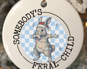 Adorno de niño salvaje, adorno para la primera Navidad de un bebé, recuerdo de un mapache con meme divertido, adorno personalizado para bebé, etiqueta familiar para bebé