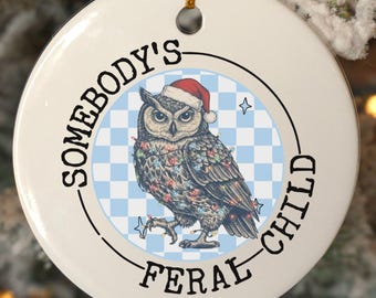 Adorno de niño salvaje, adorno para la primera Navidad de un bebé, recuerdo de un mapache con meme divertido, adorno personalizado para bebé, etiqueta familiar para bebé