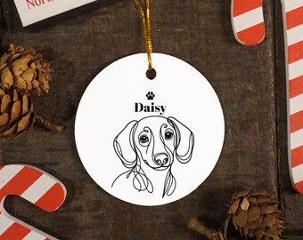 Adorno de perro salchicha personalizado, adorno de acuarela para mascota, adorno de perro personalizado, adorno con foto de mascota, regalo para amantes de los perros, adorno de mascota con nombre