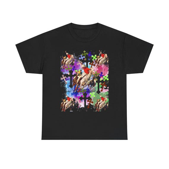 Black RR Horse Rider Tee, Colorful Men's Graphic Shirt, Equestrian Gift, Fun Casual Wear, Unique Art Tee, Birthday Present