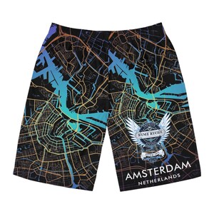 Amsterdam Map Herren Boardshorts | Urlaubs-Badebekleidung, Strandkleidung, Reiseutensilien, cooles Sommer-Outfit