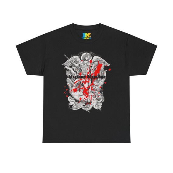Gothic Angel Graphic Tee, Unisex Heavy Cotton Tee, Edgy Streetwear Shirt, Gift for Art Lovers, Alternative Fashion, Perfect for Music