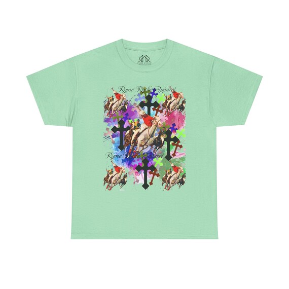 Mint Green RR Horse Rider Tee, Colorful Men's Graphic Shirt, Equestrian Gift, Fun Casual Wear, Unique Art Tee, Birthday Present