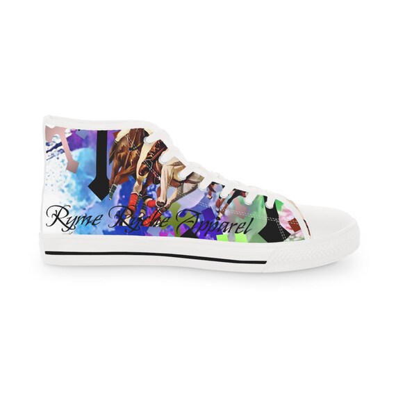Horse rider High Top Sneakers, Unique Mens Casual Footwear for Festivals, Gifts, Street Style, Colorful Sneakers, Everyday Wear
