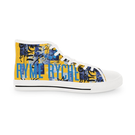 Yellow Chosen Ones High Top Sneakers, Unique Blue Design, Casual Footwear, Street Style, Perfect Gift for Men