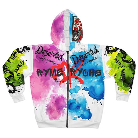 Deserved not earned YN Drip Zip Hoodie - Vibrant Street Style, Perfect for Casual Wear, Gifts, Relaxation, and Self-Expression, new drip