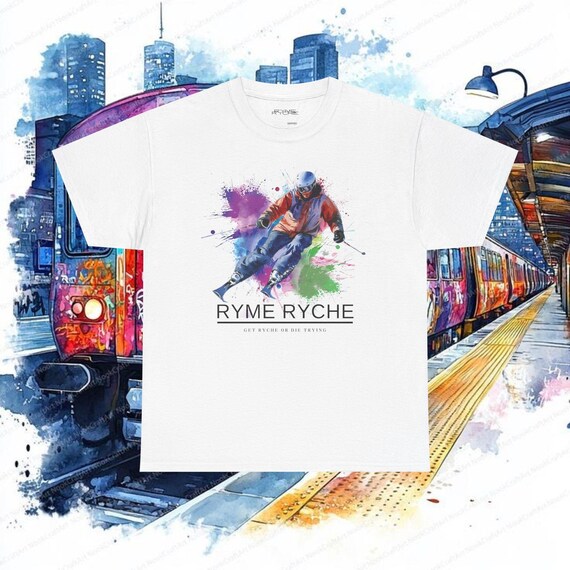 White RR Ski Tee Echoes of the valley Evokes urban rawness, nostalgia, and street storytelling Heavy Cotton Tee