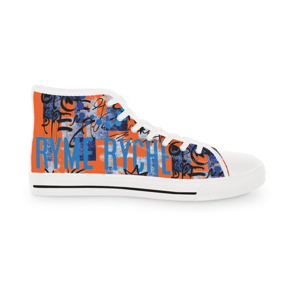 Orange Chosen Ones High Top Sneakers, Unique Blue Design, Casual Footwear, Street Style, Perfect Gift for Men