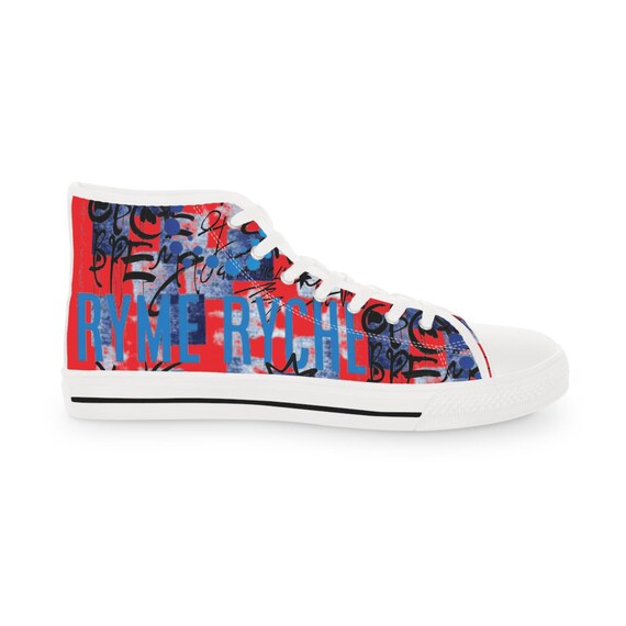 Red Chosen Ones High Top Sneakers, Unique Blue Design, Casual Footwear, Street Style, Perfect Gift for Men