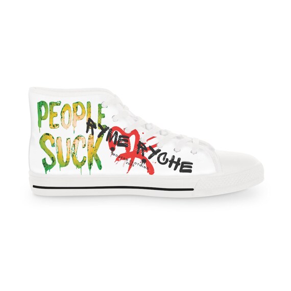 Ryme Ryche people suck Fly Sneakers - Stylish Men's High Tops, Fashionable Men's Sneaker Shoes, Cool High-Top Sneaker