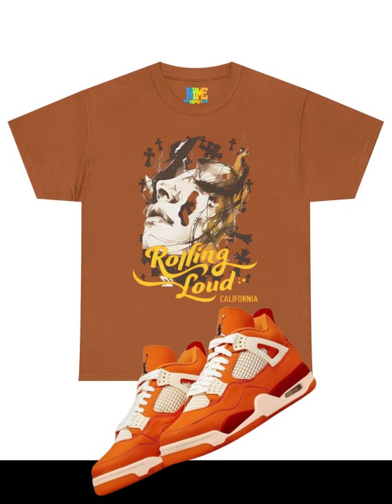 Dusk Orange RR Vintage Roll loud California Art, Unisex Heavy Cotton Shirt, Casual Wear, Gift for Music Lovers, Summer Style, Concert Tee