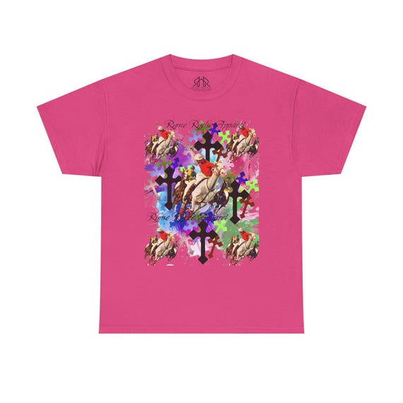Hot pink RR Horse Rider Tee, Colorful Men's Graphic Shirt, Equestrian Gift, Fun Casual Wear, Unique Art Tee, Birthday Present