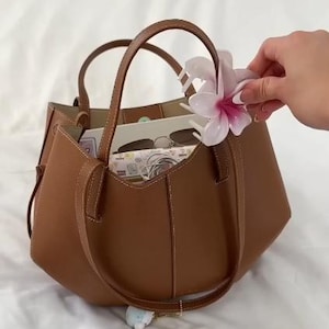 Modische große Leder-Einkaufstasche für Frauen - wasserdichte, stilvolle und geräumige Handtasche für Arbeit oder Reisen