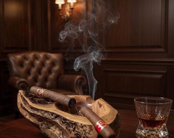 Cigar Ashtray/wooden ashtray/handmade ashtray/hand carved/Handmade Ashtrays for Cigar/Ashtray for Gift