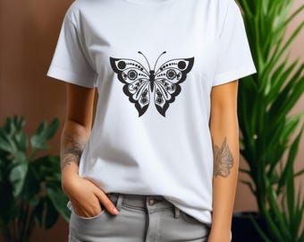 Floral Butterfly Embroidery Design 6 Sizes, Cute Butterfly Flower Pattern, Spring Nature Embroidery, Instant Download