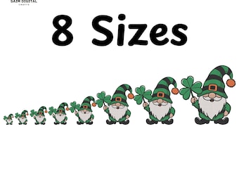 St Patrick's Day Gnome Embroidery Design, Shamrock, 8 Sizes (Digital Download)