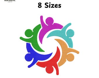 Friendship Machine Embroidery Design - Friend Squad, Humanity (8 Sizes)(Digital Download