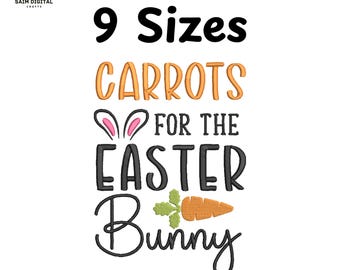 Easter Bunny Carrots Embroidery Design, Spring Quote Stitch File (Digital Download)