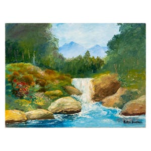 Reva Jackman Original Impressionist Oil On Board Signed Mountain Stream 1940
