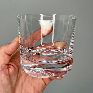 Daum Blanzey France Blown Crystal Swirl Base Tumbler Glass, Signed, 3.5&quot; - 560 gr.