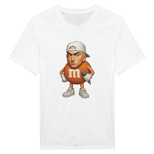 Eminem as an M&M T-Shirt | Funny Rap Graphic Tee | Classic Unisex Hip Hop Shirt | Slim Shady Candy Mashup | Cool Gift for Eminem Fans