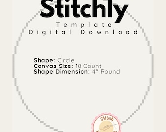 Descarga digital de plantilla de punto circular - Lienzo de 18 ct - Redondo de 4"