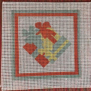Vintage Christmas Gift Ornament  Handpainted Needlepoint Canvas