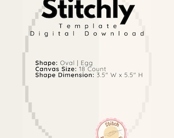 Oval & Ei Form Stitchly Vorlage Digital Download - 18 Ct Leinwand - 3,5 "w x 5,5" h